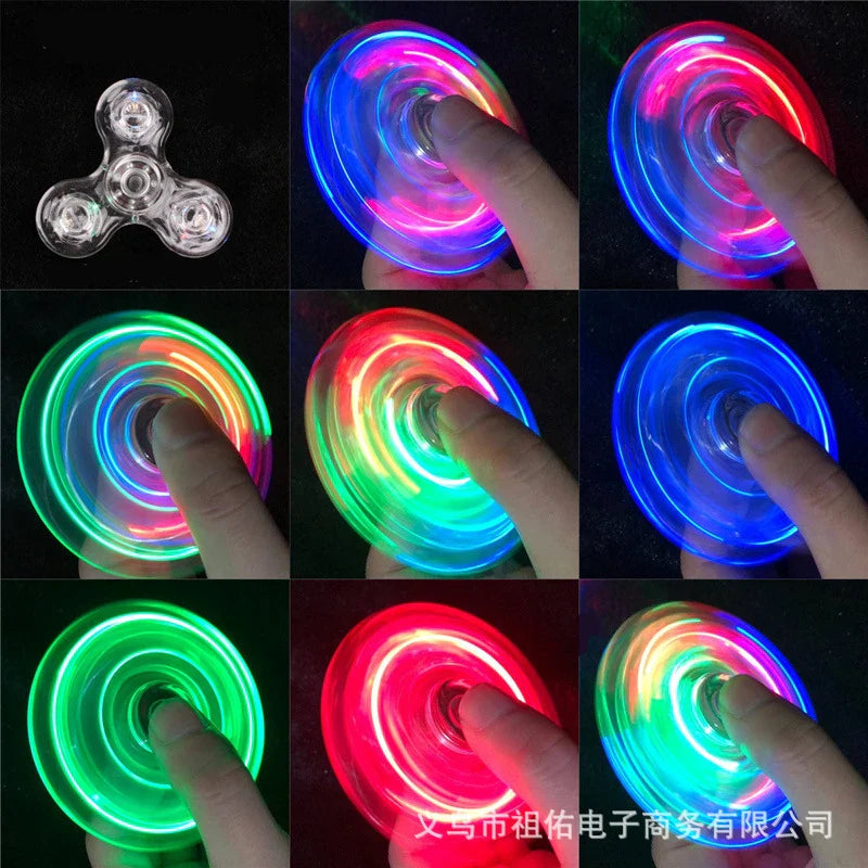 Crystal LED Light Fidget Spinner Glow Stress Relief Finger Toy