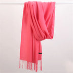 Fashion Solid Color 2023 Women Scarf Winter Hijabs Tessale Tassels Long Lady Shawls Cashmere Like Pashmina Hijabs Scarves Wraps