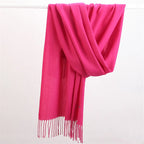 Fashion Solid Color 2023 Women Scarf Winter Hijabs Tessale Tassels Long Lady Shawls Cashmere Like Pashmina Hijabs Scarves Wraps