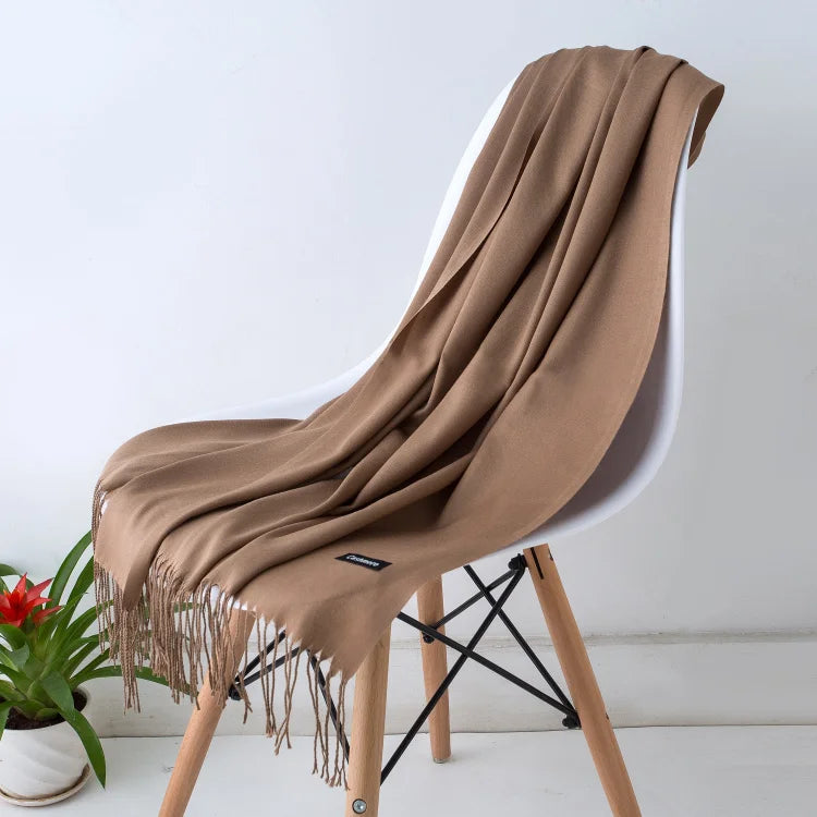 Desgine Brand Solid Women Cashmere Scarf Autumn Winter Warm Shawls Wraps 2024Men's Pashmina Tassels Scarves Female Foulard Mujer