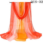 Women Foulard Gradient Solid Color Chiffon Georgette Scarf Bandana Elegant Long Shawl Hijab Summer Sun Protection
