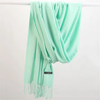 Fashion Solid Color 2023 Women Scarf Winter Hijabs Tessale Tassels Long Lady Shawls Cashmere Like Pashmina Hijabs Scarves Wraps