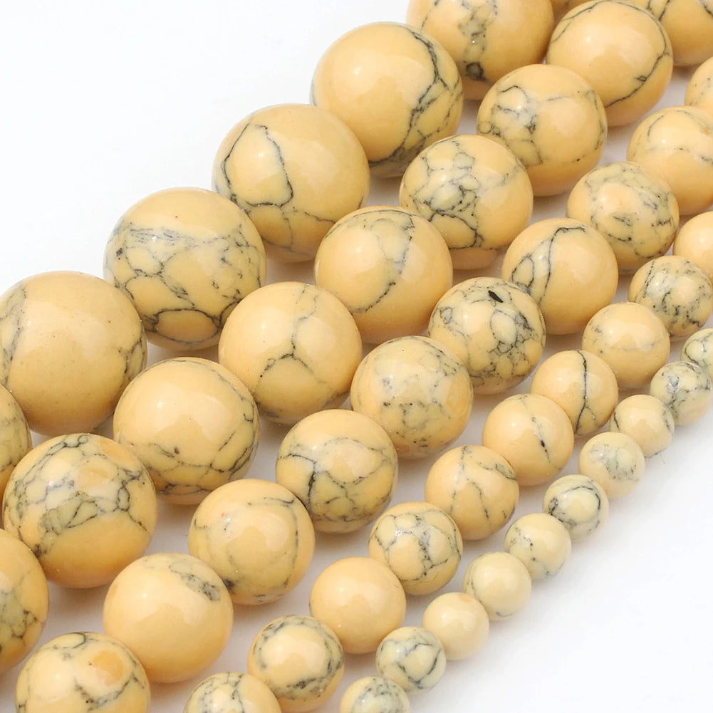 Natural Turquoises Howlite Stone Sediment Jaspers Round Loose DIY Beads for Jewelry Making Christmas Gift Bracelets 15'' 4-12mm