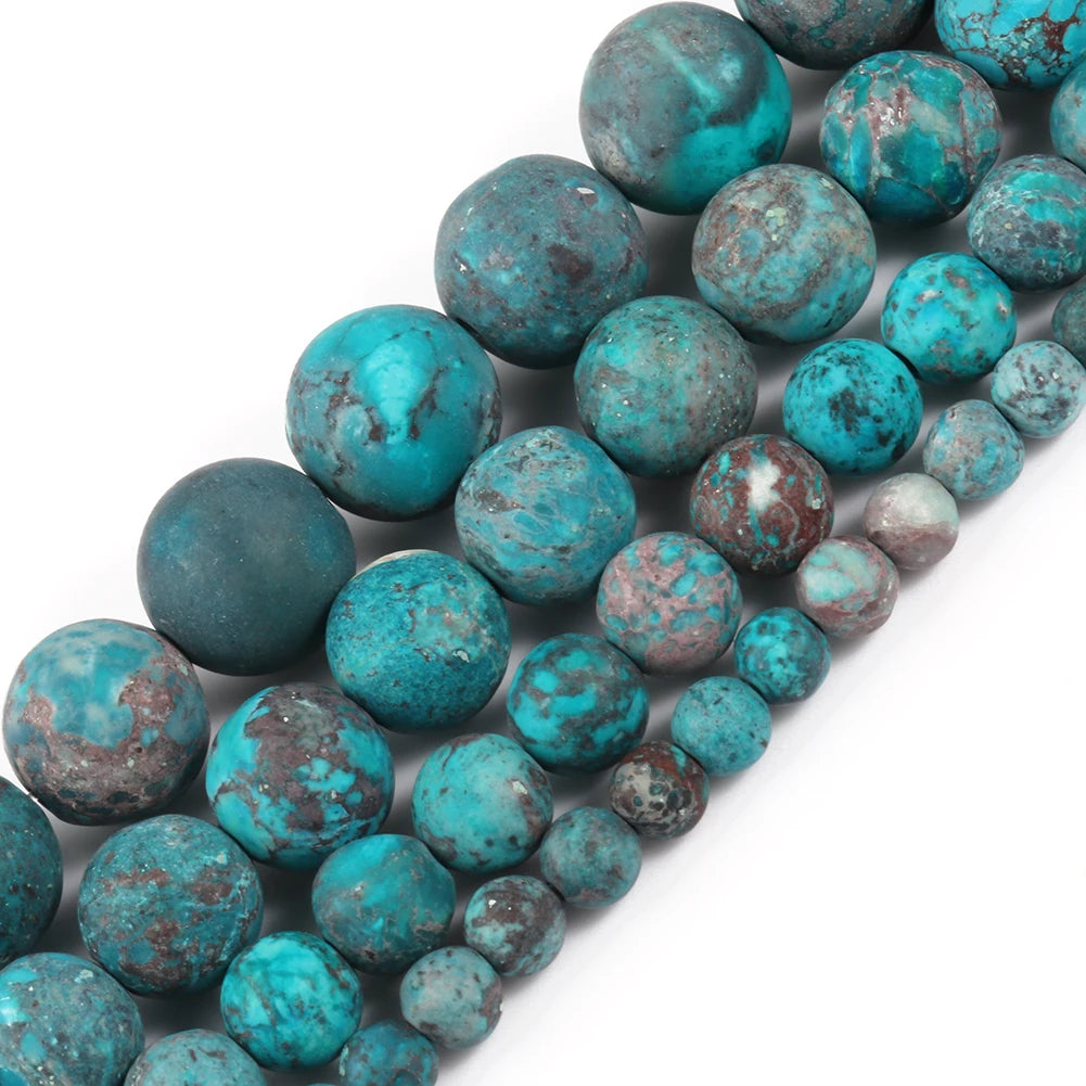 Natural Turquoises Howlite Stone Sediment Jaspers Round Loose DIY Beads for Jewelry Making Christmas Gift Bracelets 15'' 4-12mm