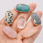 Natural Stone Charms Connector Double Hole Rose Quartzs Amazonite Pendant for Jewelry Making DIY Necklace Earring Size 15x35mm