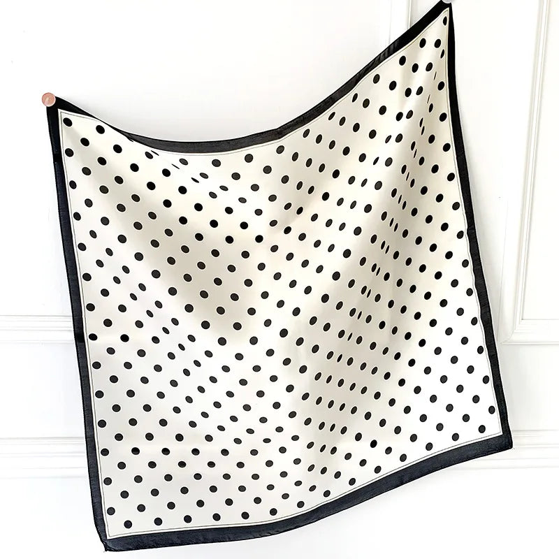 2023 Luxury Square Silk Scarf Women Luxury Polka Dot Shawls and Wraps Fashion Small Bag Scarves Hair Tie Bandanas Hijab 70*70Cm