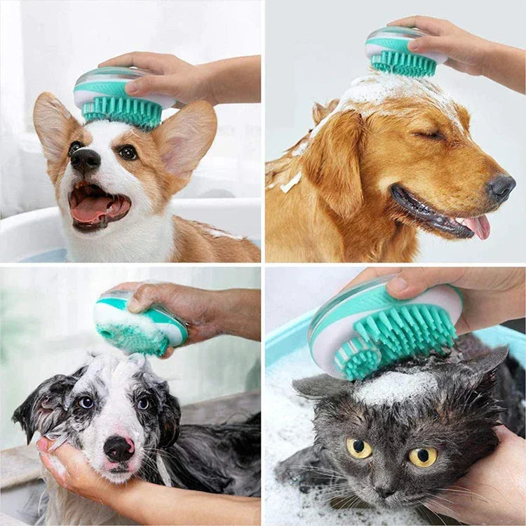 Pet Dog Cat Bath Brush 2-in-1 Pet SPA Massage Comb Soft Silicone Pet Shower Hair Grooming Cmob Dog Cleaning Tool Pet Supplies - WTN Essentials 