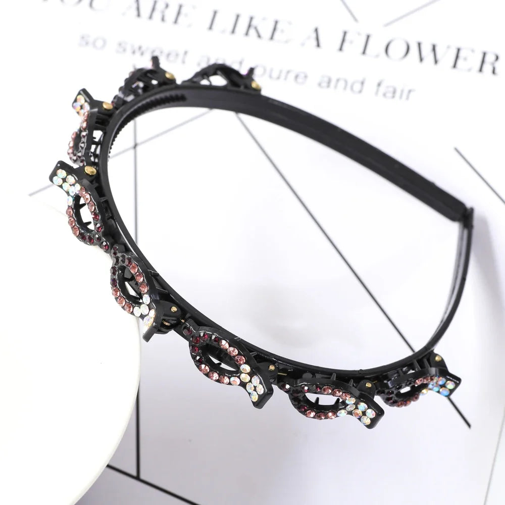 Double Layer Bands Clip Hairbands Fashion Plastic Braided Headband Punk New Knitting Womens Headwear Hair Accessories Pearl