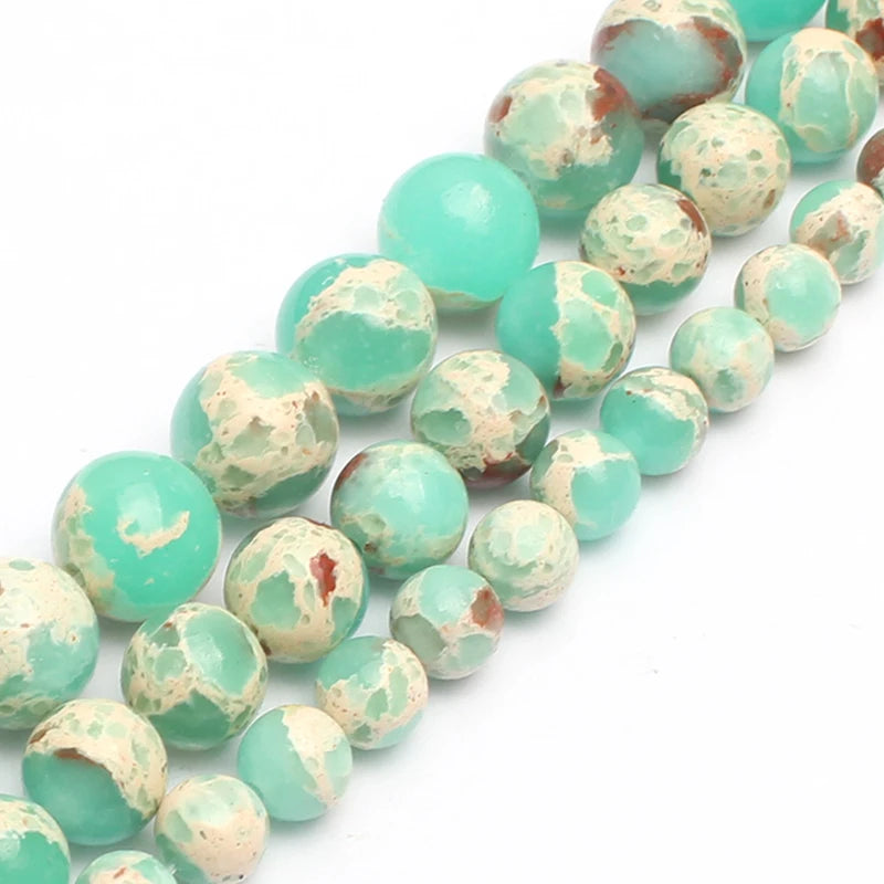 Natural Turquoises Howlite Stone Sediment Jaspers Round Loose DIY Beads for Jewelry Making Christmas Gift Bracelets 15'' 4-12mm
