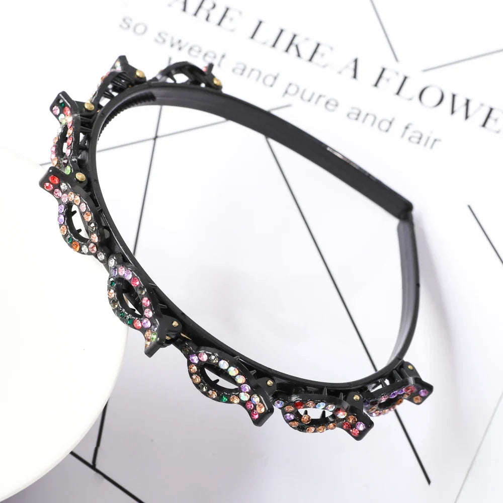 Double Layer Bands Clip Hairbands Fashion Plastic Braided Headband Punk New Knitting Womens Headwear Hair Accessories Pearl