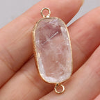 Natural Stone Charms Connector Double Hole Rose Quartzs Amazonite Pendant for Jewelry Making DIY Necklace Earring Size 15x35mm