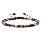 Adjustable Mini Natural Stone Lava Tiger Eye Beaded Bracelets & Bangle for Women Men Chakra Beads Braided Bracelet Charm Jewelry