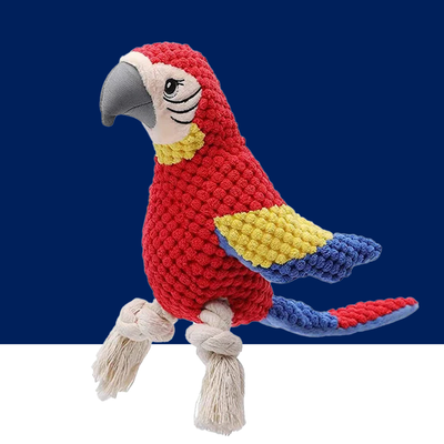 Indestructible Plush Parrot Dog Toy – Squeaky Chew Toy for Small & Large Dogs