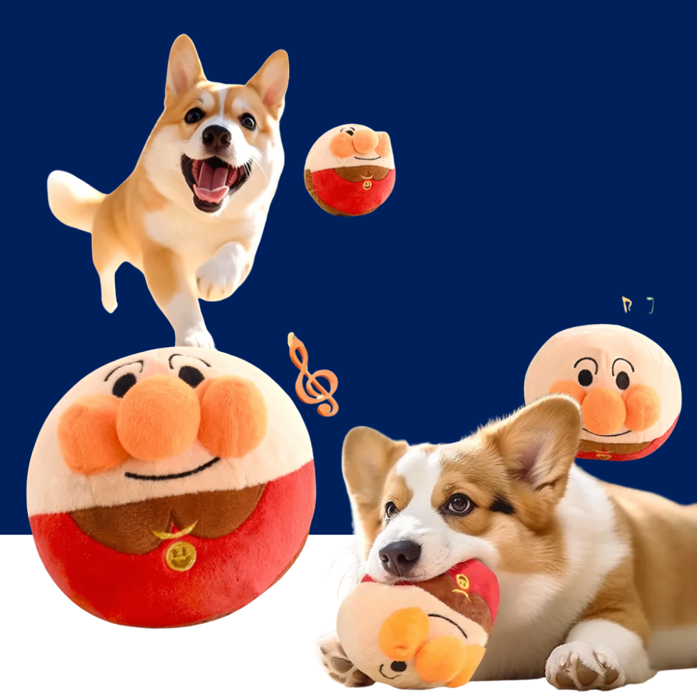 Interactive Plush Jumping Ball Dog Toy – USB Rechargeable Electric Clown Toy with Music