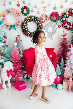 Jingle Bells 3/4 Sleeve Pocket Twirl Dress