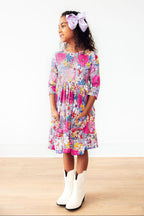 Mauve What's Up Buttercup 3/4 Sleeve Pocket Twirl Dress