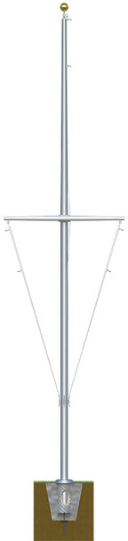 Nautical Aluminum Flagpole with Yardarm - Heavy Duty, Lifetime Warranty - Made in USA