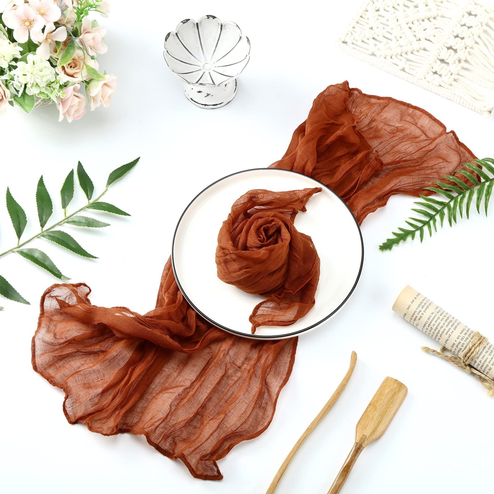 Gauze Table Runner Dinning  Decoration 90*300CM Rustic Country Boho Beach Wedding Party Table Decor Christmas Table Runners