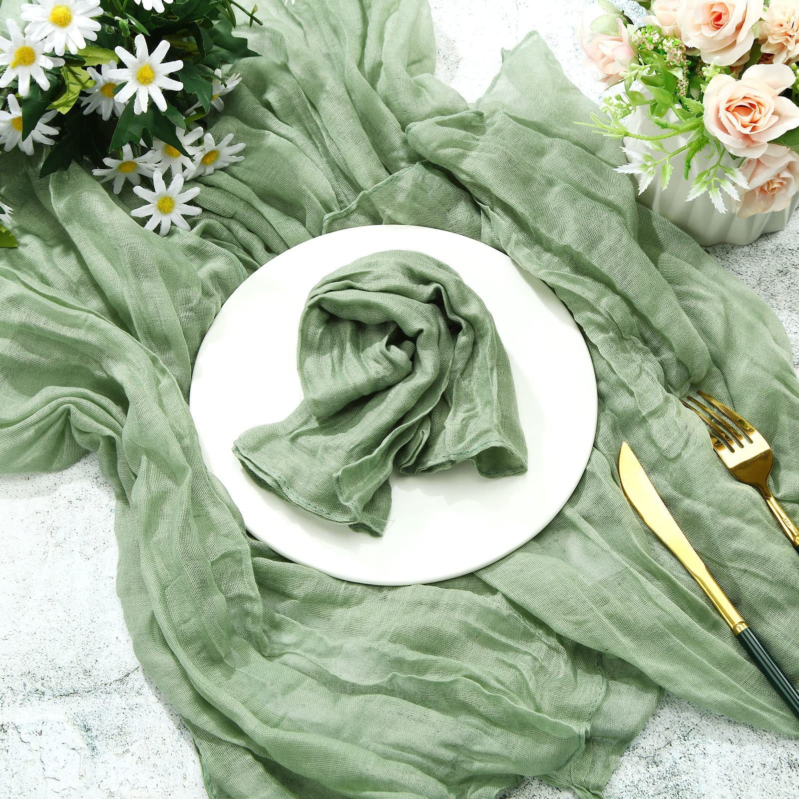Gauze Table Runner Dinning  Decoration 90*300CM Rustic Country Boho Beach Wedding Party Table Decor Christmas Table Runners