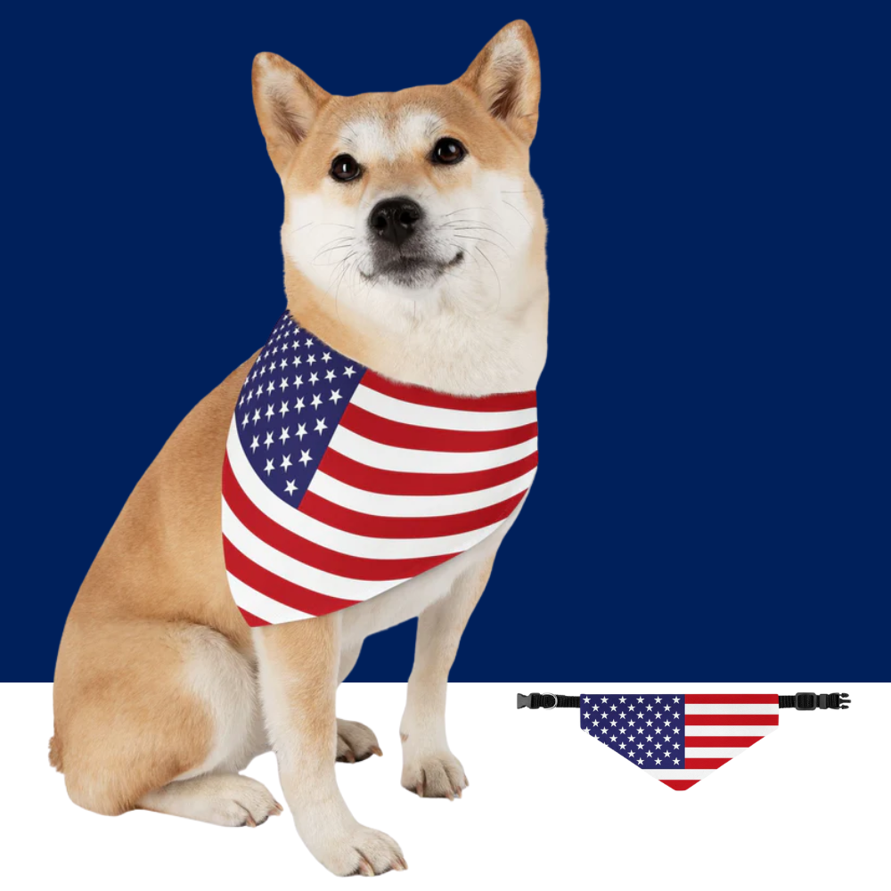 Patriotic American Flag Pet Bandana – Celebrate Veterans Day in Style
