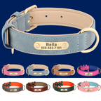Personalized PU Leather Dog Collar with Custom Engraved ID Tag