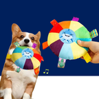 Rainbow Plush Flying Saucer Dog Toy – Interactive Chew & Training Disc