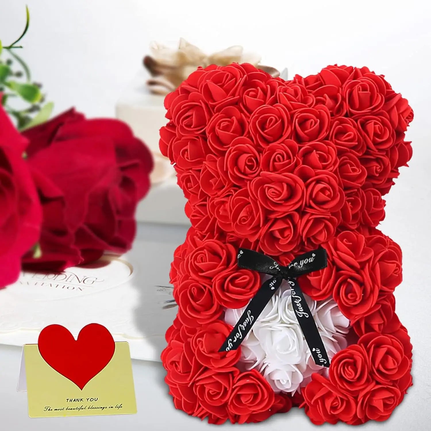 Artificial Flower Eternal Rose Teddy Bear for Mom Mother's Day Birthday Valentine's Day Anniversary Gifts &Artificial Room Decor