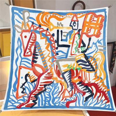 Brand Silk Scarves Colour Horse 100% Silk Scarf Women Shawls Luxury Design Hijab Scarf Fashion Square Scarves Neckerchief