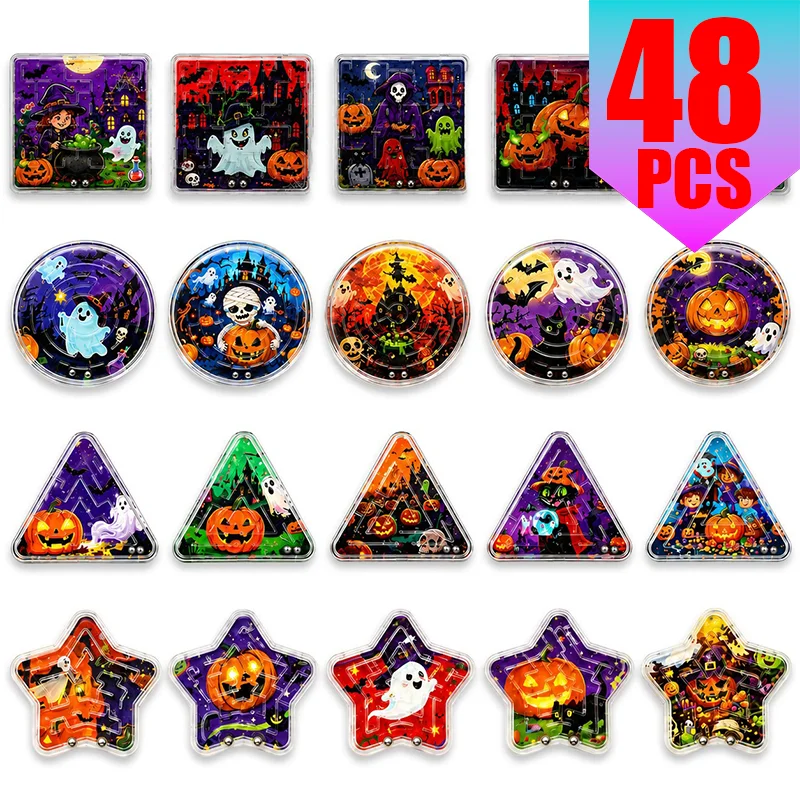 Halloween Mini Maze Game - Bulk Handheld Educational Puzzle for Kids Party Favors Travel Game Graduation Classroom Activity