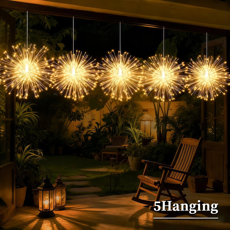 4/5pcs Hanging Solar Firework Lights LED Outdoor Garden Solar Lights 8 Lighting Modes for Landscape Garden Wedding Decorative