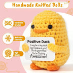 Positive Energy Duck Doll Hug Pocket Mini Handmade Plush Wool Knitting Dolls Funny Emotional Support Crochet Gift for Birthday