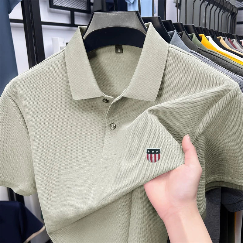 Men's Summer Luxury Brand Cotton 100% Polo Shirt Lapel Printing Short Sleeves T-Shirt Business Leisure Ventilate Men's Clothing