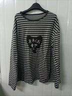 American Punk Vintage O Neck Long Sleeve Shirts All-Match Striped Design Harajuku Embroidery Tops Y2k Aesthetic High Street Tees