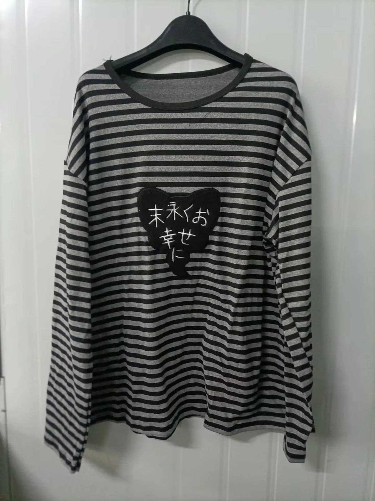 American Punk Vintage O Neck Long Sleeve Shirts All-Match Striped Design Harajuku Embroidery Tops Y2k Aesthetic High Street Tees