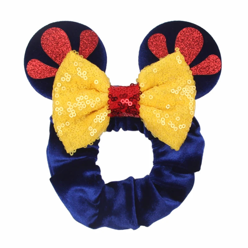 Cute Mouse Ears Velvet Scrunchies Hairband Women Elastic Ponytail Holder Girls Sequin Bow 2023 Kids Party DIY Hair Accessories