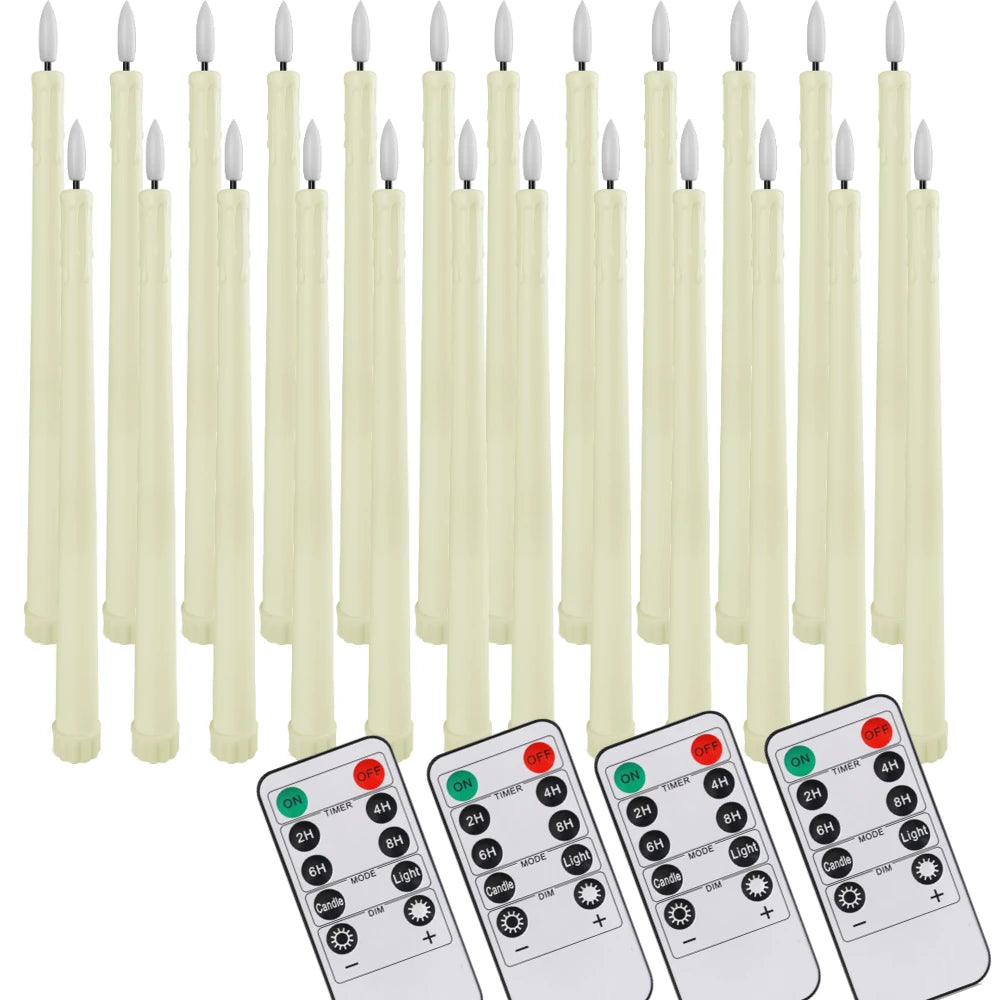 Pack of 12/24Pc LED Flameless Flickering Taper Candles with Remote Battery Operated Tea Lights Home Wedding Decor Candlesticks
