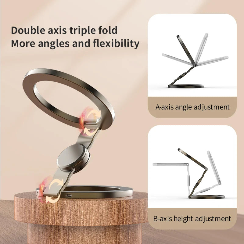 Foldable Double-Sided For Magsafe iPhone Holder 360° Rotating Stand with Strong Magnet Finger Grip for iPhone 17/16/15/14/13