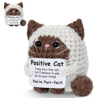 Positive Crochet Cat Mini Animal Emotional Support Gift, Fun Crochet Mini Handmade Cat, Suitable for Female Male Friends Mom Daughter Son, Plush Duck Shark Penguin Decorative Ornament, Birthday Christmas Decoration Graduation