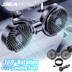 SEAMETAL Car USB Fan Dual Head Cooling Air Fan Independent Switch 3-Speed 360 Degree Adjustable Auto Headrest Fan for Rear Seat