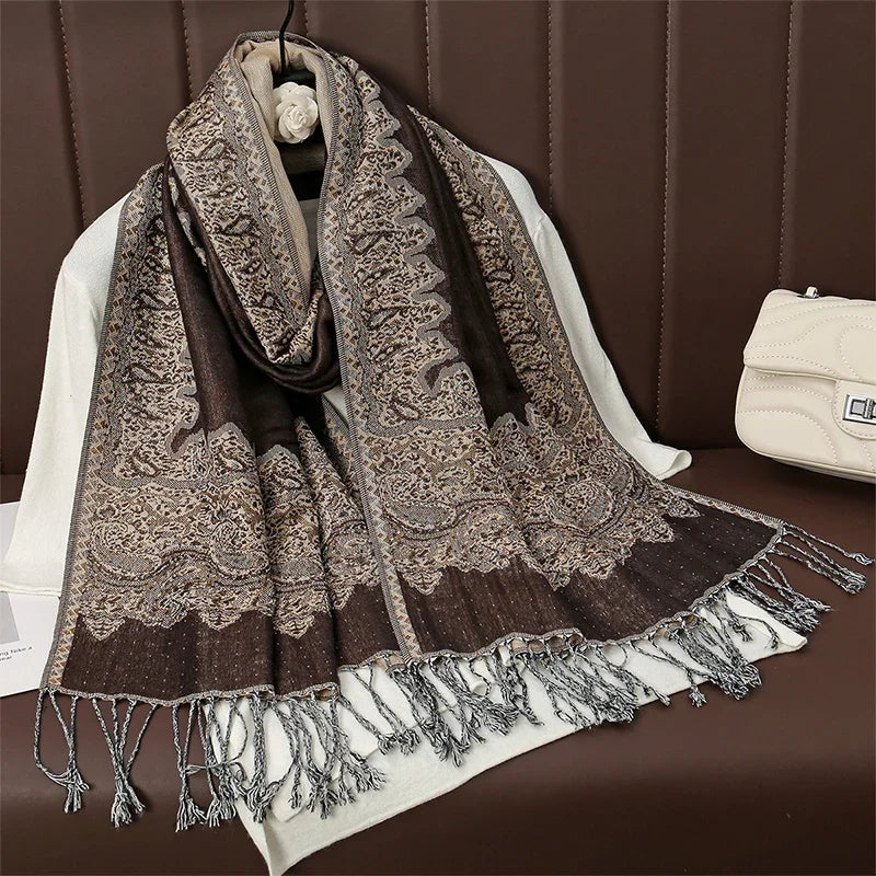 2025 new ethnic style retro shawl cashew flower geometric scarf cloak tassel scarf multi-color variety options available