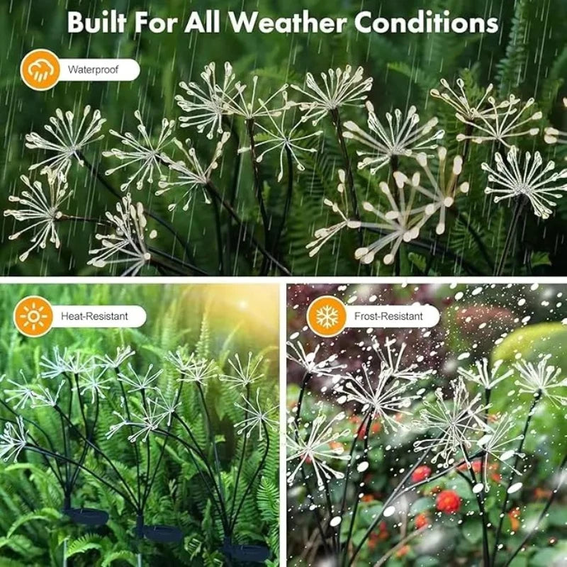 Waterproof Outdoor Solar Firework Sway Lights, Decorative Flower Lamp for Patio Garden Yard Atmosphere Lighting