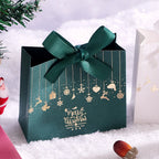 10-Piece Christmas Gift Box with Bow, Santa Claus Sleigh and Reindeer Pattern, Holiday Candy Gift Bags, Suitable for Holiday Parties
