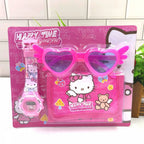 Sanrio Children's Watch Set, Hello Kitty Fashion Watch with Children's Wallet and Glasses, Melody Kulemi Cartoon Watch