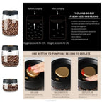 1pack Coffee Bean Storage Container Airtight Lid Sealed with Press-Down Vacuum Glass Coffee Canister,Food Storage,Coffee,Tea