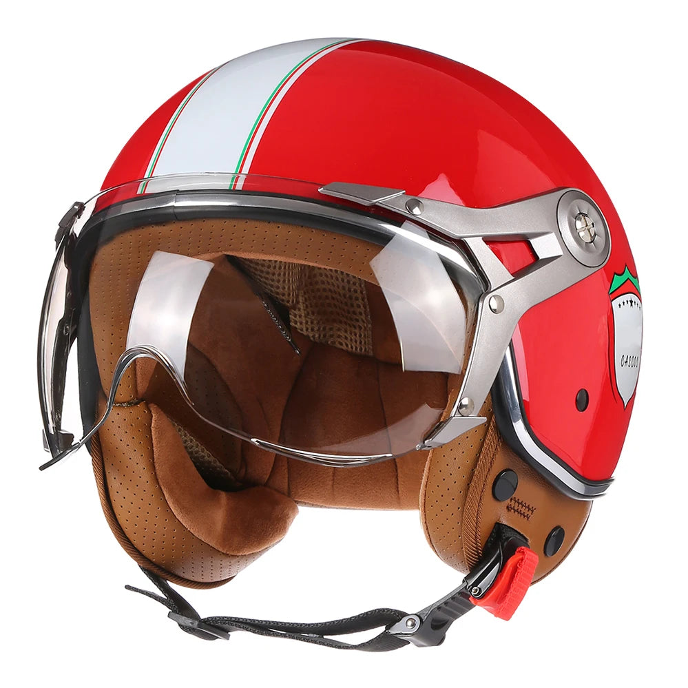 New Open Face 3/4 Motorcycle Helmet Retro Motorbike Helmets Vintage Chopper Capacete De Moto Bike Scooter With For Men Women DOT