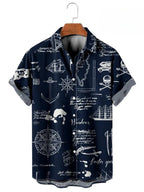 Vintage Button Up Shirt Man 3d Map Printed Short Sleeve Hawaiian Shirt Lapel Men's Clothing Casual Fashion Tops Oversized Tshirt