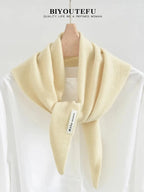 100% Australian Wool Knitted Triangle Scarf Shawl Women's Autumn  Winter Warm Neck Protection Scarf Decorative  Small Scarf