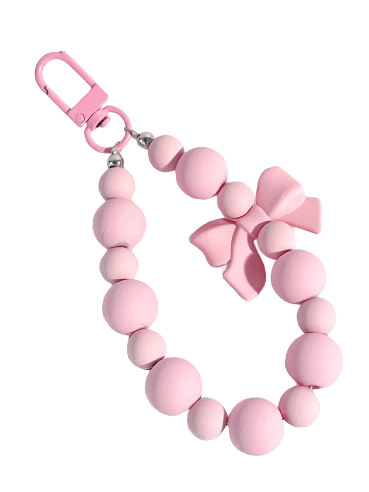Pink Pearl Bow Keychain, Mobile Phone Chain, Earphone Bag, Anti-Lost Rope, Car Keychain, Beaded Pendant, Backpack Pendant Access