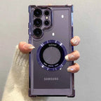 Luxury Plating Magnetic Wireless Charge Case For Samsung S26 S25 S24 Ultra S23 FE S22 Plus Note 20 Clear Lens Protection Cover