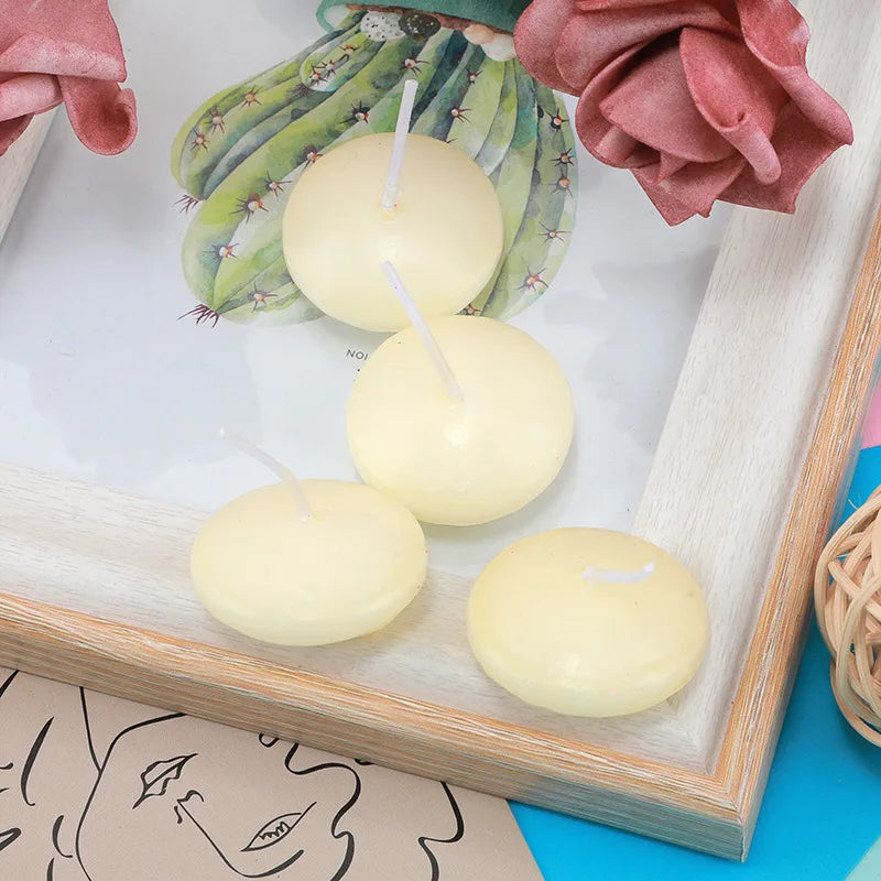 6/10/16Pcs Unscented Discs Candles Floating For Valentine's Day Party Wedding Home Bathtub Decor Romantic Confession Candlelight